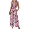 image:imageEkouaer Womens Casual Jumpsuits Summer Boho Outfits Printed Smocked Wide Leg Vacation Jumper With Pockets SXXLPurple Pink Floral