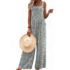 image:imageEkouaer Womens Casual Overalls Loose Wide Leg Jumpsuits Summer Boho Floral Printed Baggy Rompers with PocketsA White Floral