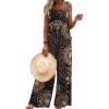 image:imageEkouaer Womens Casual Overalls Loose Wide Leg Jumpsuits Summer Boho Floral Printed Baggy Rompers with PocketsBlack Bohemian