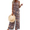 image:imageEkouaer Womens Casual Overalls Loose Wide Leg Jumpsuits Summer Boho Floral Printed Baggy Rompers with PocketsOrange Bohemian