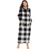 image:imageEkouaer Womens Flannel Robe Zipper Front Robes Full Length BathrobeSXXLBlack  White Plaid