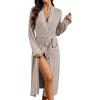 image:imageEkouaer Womens Robe Long Bathrobe Lightweight Soft Knit Kimono Robes Ladies Casual Sleepwear S3XLAkhaki