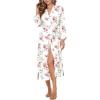 image:imageEkouaer Womens Robe Long Knit Kimono Bathrobe Lightweight Sleepwear Soft Ladies Loungewear with Pockets SXXLWhite Red Flowers