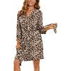 image:imageEkouaer Womens Robes Lightweight 34 Sleeve Short Knit Bathrobe Soft Knee Length Sleepwear Robes with Pockets SXXLLeopard Apricot