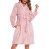 image:imageEkouaer Womens Robes Short Plush Bathrobe Knee Length Warm Soft Jacquard Robe Winter House Coat with Pockets SXXLLight Pink