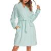 image:imageEkouaer Womens Robes Short Plush Bathrobe Knee Length Warm Soft Jacquard Robe Winter House Coat with Pockets SXXLMint