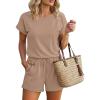 image:imageEkouaer Womens Romper 2026 Summer Casual Short Jumpsuits Beach Vacation Clothes with PocketsKhaki
