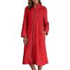 image:imageEkouaer Womens Zip Up Robe Fleece Bathrobe Long Zipper Lounger Warm Housecoat Long Sleeve Nightgown with Pockets SXXLRed