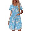 image:imageEkouaer Womens Zipper Front Housecoats Short Sleeve Bathrobes Lace Trim Nightgown with PocketsBlue White Floral