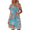 image:imageEkouaer Womens Zipper Front Housecoats Short Sleeve Bathrobes Lace Trim Nightgown with PocketsMix Blue