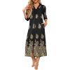 image:imageEkouaer Womens Zipper Robe 34 Sleeves Housecoat Full Length Nightgown Soft Loungewear Robe with Pockets S3XLBlack Ethnic Pattern