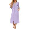 image:imageEkouaer Womens Zipper Robe 34 Sleeves Housecoat Full Length Nightgown Soft Loungewear Robe with Pockets S3XLLavender