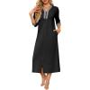 image:imageEkouaer Womens Zipper Robe 34 Sleeves Housecoat Full Length Nightgown Soft Loungewear Robe with PocketsBlack Large