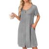 image:imageEkouaer Womens Zipper Robe Short Sleeve Bathrobes Summer Sleepwear Soft Housecoat with Pockets Zip Up House Robes S3XLMedium Gray