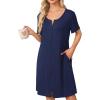 image:imageEkouaer Womens Zipper Robe Short Sleeve Bathrobes Summer Sleepwear Soft Housecoat with Pockets Zip Up House Robes S3XLNavy Blue