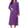 image:imageEkouaer Womens Zipper Robes Long Sleeve Loungewear Knee Length Housecoat Fleece Bathrobe with Pockets SXXLBright Purple