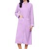 image:imageEkouaer Womens Zipper Robes Long Sleeve Loungewear Knee Length Housecoat Fleece Bathrobe with Pockets SXXLLavender