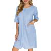 image:imageEkouaer Zip Up Robes for Women Short Waffle Bathrobe Lightweight house coat 34 Sleeve Soft Nightgown with Pockets S3XLLight Blue