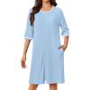 image:imageEkouaer Zip Up Robes for Women Short Waffle Bathrobe Lightweight house coat 34 Sleeve Soft Nightgown with Pockets S3XLSky Blue