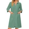 image:imageEkouaer Zipper Robes for Women 34 Sleeve Housecoats Knee Length Bathrobe Lightweight Nightgown with Pockets S3XLMint Green