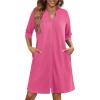 image:imageEkouaer Zipper Robes for Women 34 Sleeve Waffle Knit Bathrobe Lightweight Short Housecoat with Pockets Soft Loungewear S3XLPeach