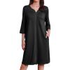 image:imageEkouaer Zipper Robes for Women 34 Sleeves Housecoat Soft Nightgowns Sleepwear Mumu House Dresses with PocketsBlack
