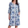 image:imageEkouaer Zipper Robes for Women 34 Sleeves Housecoat Soft Nightgowns Sleepwear Mumu House Dresses with PocketsEthnic Cashew Flower