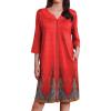 image:imageEkouaer Zipper Robes for Women 34 Sleeves Housecoat Soft Nightgowns Sleepwear Mumu House Dresses with PocketsFloral Red