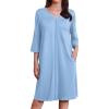image:imageEkouaer Zipper Robes for Women 34 Sleeves Housecoat Soft Nightgowns Sleepwear Mumu House Dresses with PocketsSky Blue
