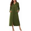 image:imageEkouaer Zipper Robes for Women Long Knit Bathrobes Lightweight Full Length Housecoat with Pockets Nightgown S3XLArmy Green