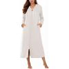 image:imageEkouaer Zipper Robes for Women Long Knit Bathrobes Lightweight Full Length Housecoat with Pockets Nightgown S3XLWhite
