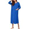 image:imageEkouaer Zipper Robes for Women Ribbed Knit Bathrobe Lightweight Full Length Loungewear with Pockets S3XLSky Blue