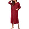 image:imageEkouaer Zipper Robes for Women Ribbed Knit Bathrobe Lightweight Full Length Loungewear with Pockets S3XLWine Red