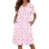 image:imageEkouaer Zipper Robes for Women Short Knit Bathrobes Lightweight Knee Length Housecoat with Pockets Nightgown S3XLCherry