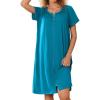 image:imageEkouaer Zipper Robes for Women Short Sleeves Knit Bathrobes Knee Length Soft Lace Trim Loungewear with Pockets S3XLBlue Green