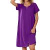image:imageEkouaer Zipper Robes for Women Short Sleeves Knit Bathrobes Knee Length Soft Lace Trim Loungewear with Pockets S3XLEggplant