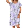 image:imageEkouaer Zipper Robes for Women Short Sleeves Knit Bathrobes Knee Length Soft Lace Trim Loungewear with Pockets S3XLFloral Light Purple