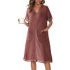 image:imageEkouaer Zipper Robes for Women Waffle Knit Bathrobes Short Lightweight Knee Length Loungewear with Pockets SXXLApurplish Red