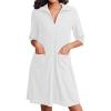 image:imageEkouaer Zipper Robes for Women Waffle Knit Bathrobes Short Lightweight Knee Length Loungewear with Pockets SXXLWhite