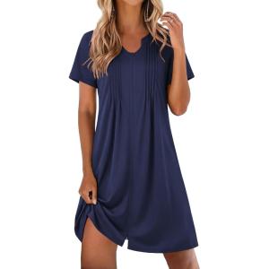 image:imageEKOUAER Women Zipper Robes Short Bathrobe Lightweight Mumu Duster House Coat with Pockets Soft Moo Moo NightgownNavy Blue
