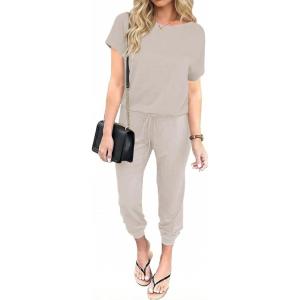 image:imageEkouaer Jumpsuits for Women Dressy Summer Romper Casual Spring Vacation Outfits 2026 One Piece Travel ClothesBeige