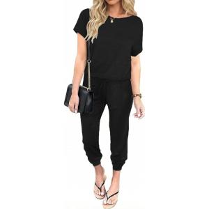 image:imageEkouaer Jumpsuits for Women Dressy Summer Romper Casual Spring Vacation Outfits 2026 One Piece Travel ClothesBlack