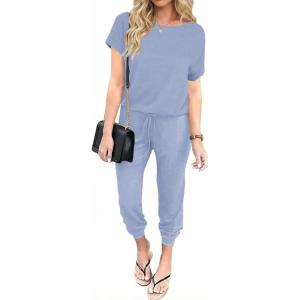 image:imageEkouaer Jumpsuits for Women Dressy Summer Romper Casual Spring Vacation Outfits 2026 One Piece Travel ClothesBlue