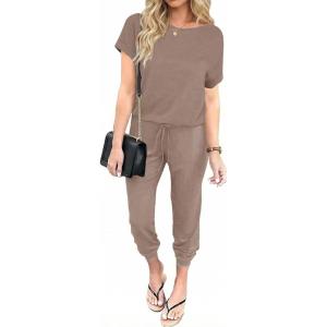 image:imageEkouaer Jumpsuits for Women Dressy Summer Romper Casual Spring Vacation Outfits 2026 One Piece Travel ClothesCoffee