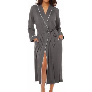 image:imageEkouaer Kimono Robes for Women Long Lightweight Knit Bathrobe Shawl Soft Sleepwear Casual Ladies Loungewear SXXLDark Gray