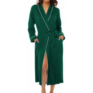 image:imageEkouaer Kimono Robes for Women Long Lightweight Knit Bathrobe Shawl Soft Sleepwear Casual Ladies Loungewear SXXLDark Green