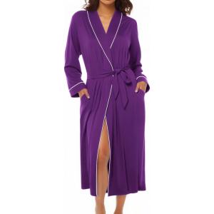 image:imageEkouaer Kimono Robes for Women Long Lightweight Knit Bathrobe Shawl Soft Sleepwear Casual Ladies Loungewear SXXLDeep Purple