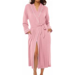 image:imageEkouaer Kimono Robes for Women Long Lightweight Knit Bathrobe Shawl Soft Sleepwear Casual Ladies Loungewear SXXLPink