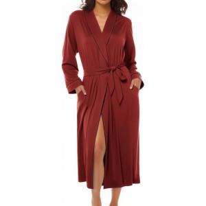 image:imageEkouaer Kimono Robes for Women Long Lightweight Knit Bathrobe Shawl Soft Sleepwear Casual Ladies Loungewear SXXLWine Red