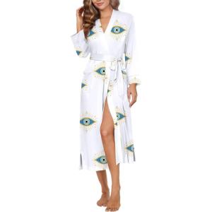 image:imageEkouaer Womens Robe Long Knit Kimono Bathrobe Lightweight Sleepwear Soft Ladies Loungewear with Pockets SXXLBlue Eyes